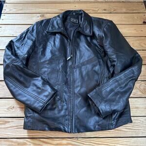 EMC Men’s Leather Jacket Size Medium Black Full Zip
